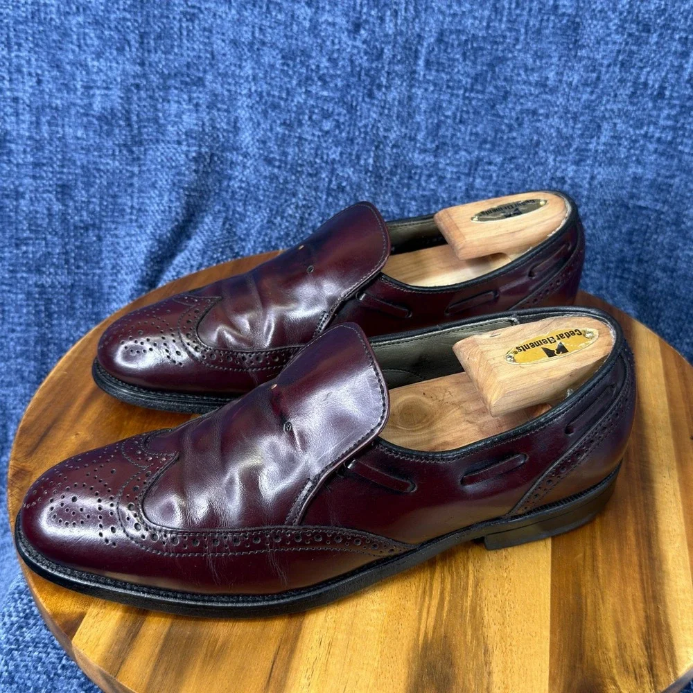 Vintage Dexter W688-4 Wingtip Loafers Mens 7.5 M Burgundy Leather USA Made